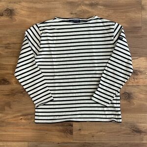 Saint James Boat Neck Breton Stripe Shirt Ecru x Black